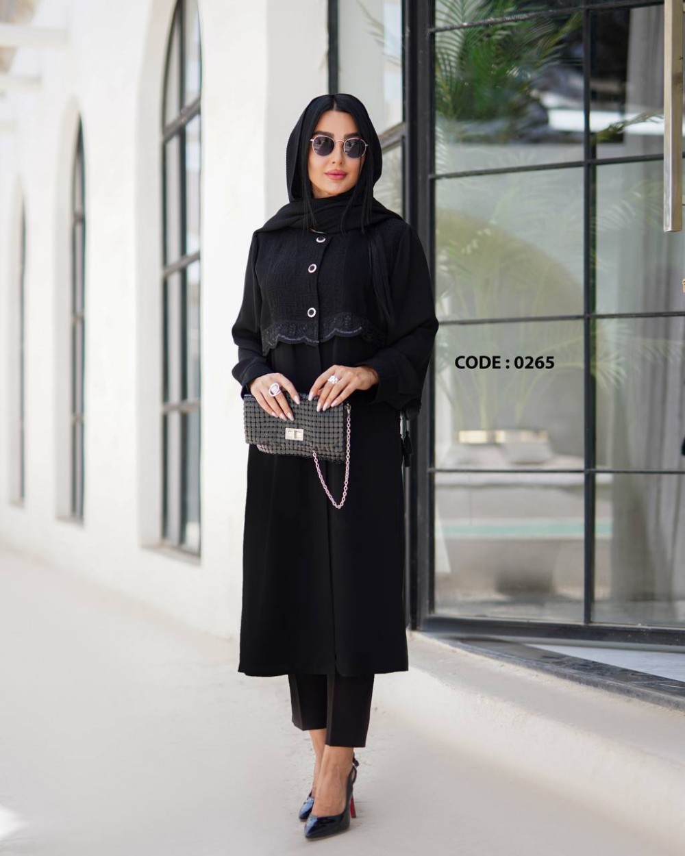 مانتو مشکی مجلسی زنانه کد 0265