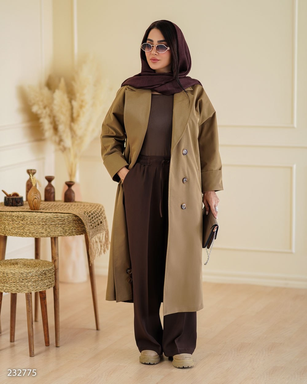 بارانی کتان یقه انگلیسی زنانه مدل نوشاد کد 2327 (ضمانت اصالت)