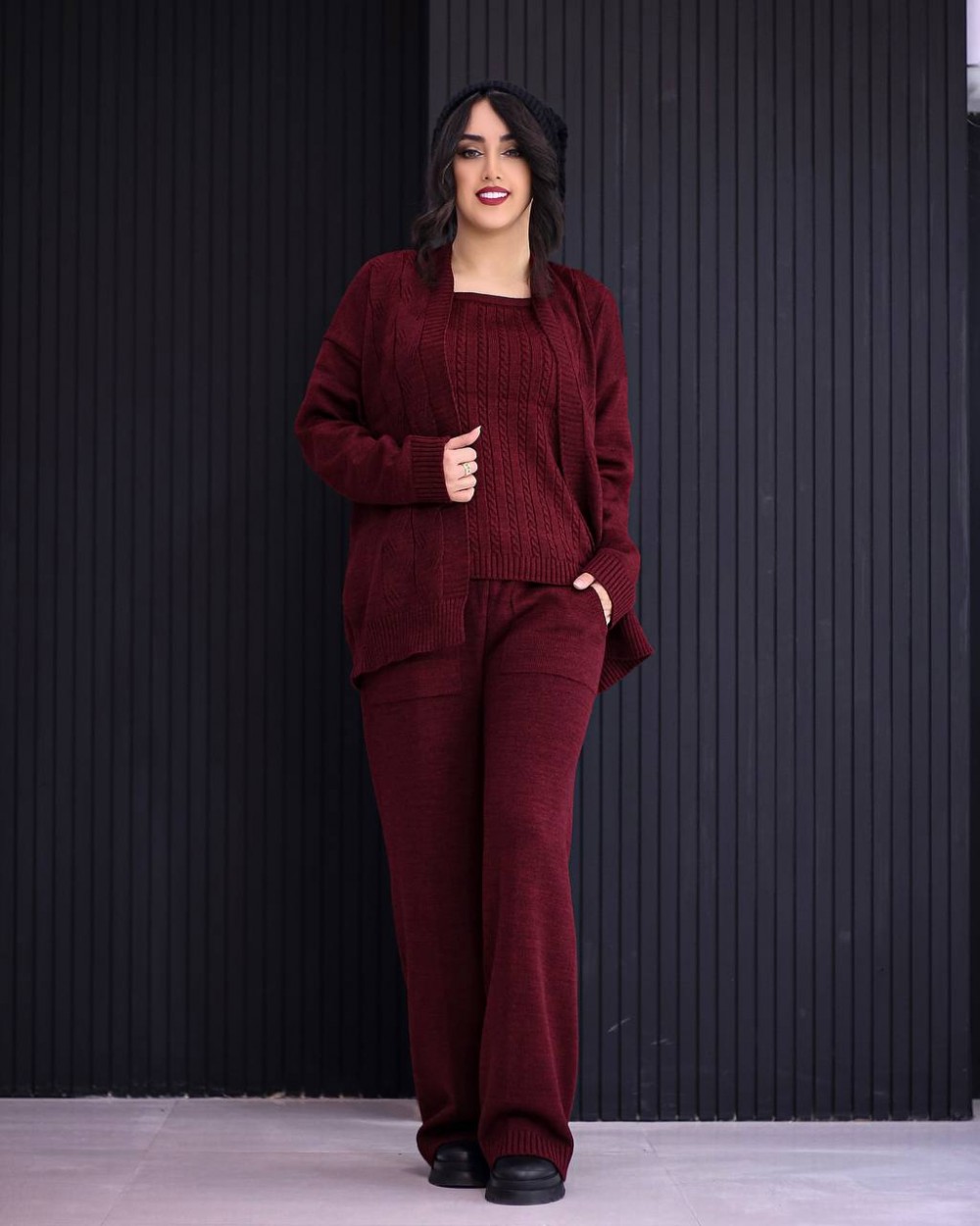 ست سه تیکه بافت زنانه کد 3080 (ضمانت اصالت)