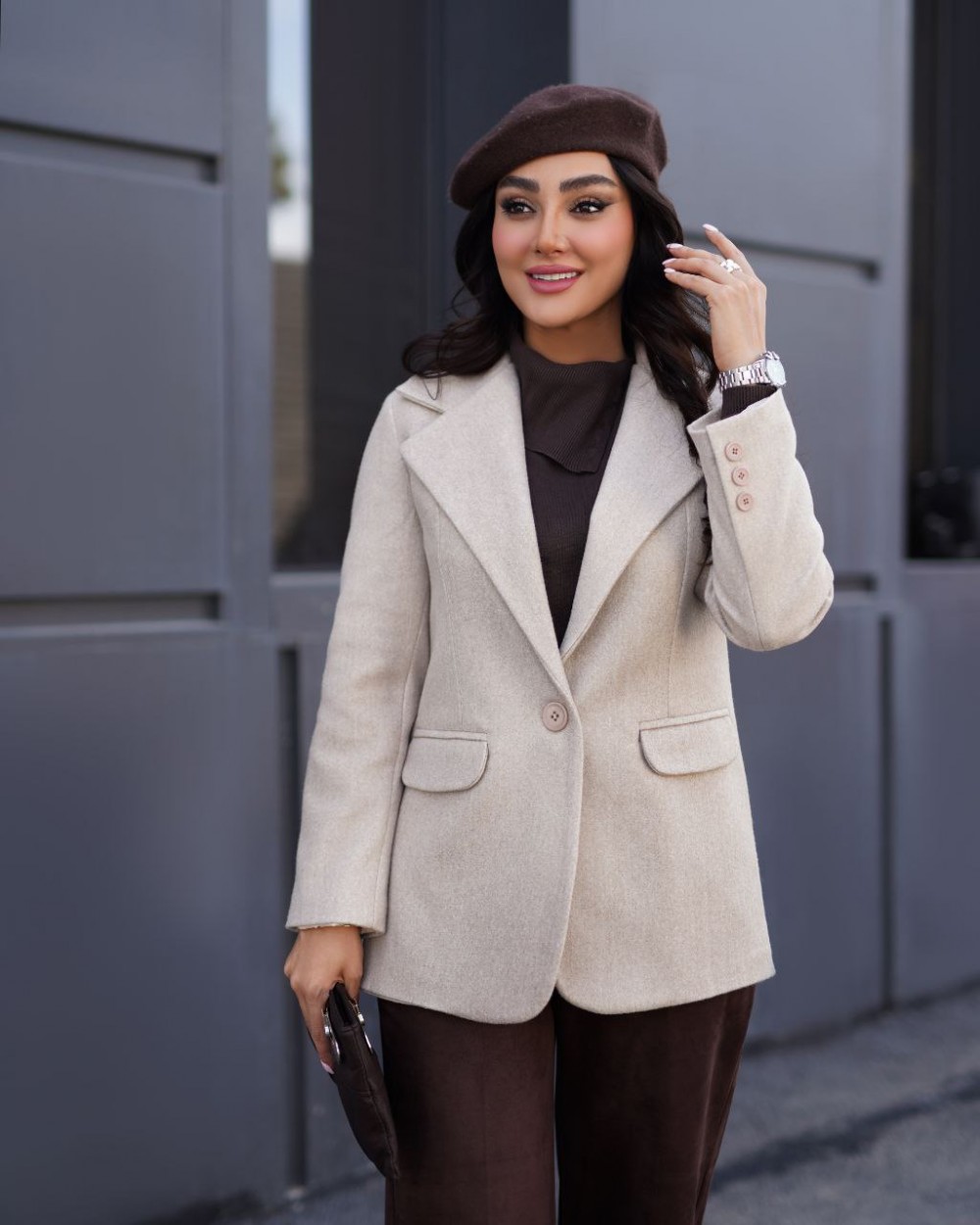 پالتو فوتر کت تک دکمه زنانه مدل ملکا کد 3112 (ضمانت اصالت)