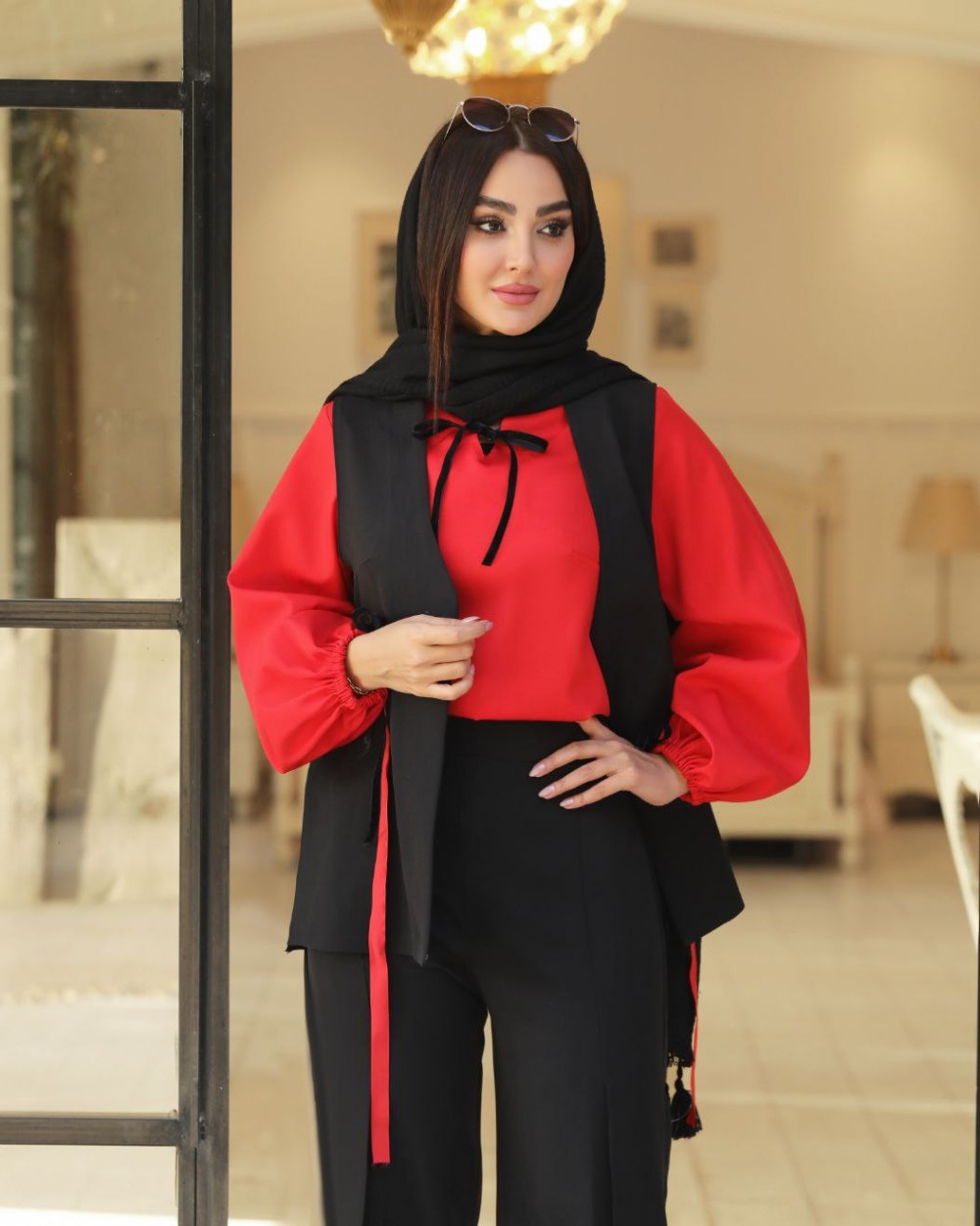 ست جلیقه و شلوار و شومیز زنانه مدل نیلوفر کد 3135 (کتان پلاس)