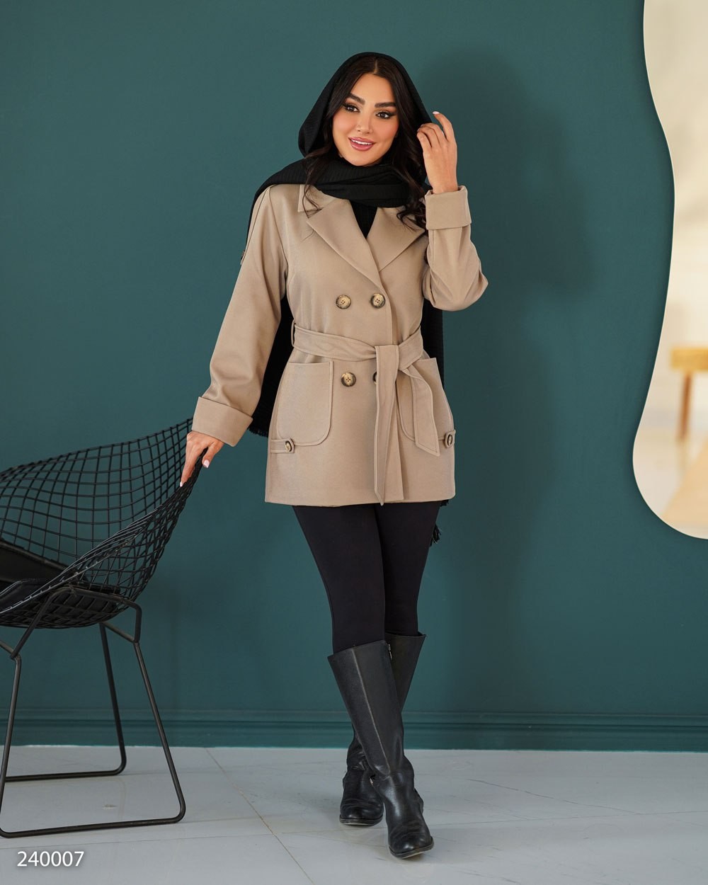 بارانی سانتانا کج راه زنانه مدل راوک کد 2400 (ضمانت اصالت)