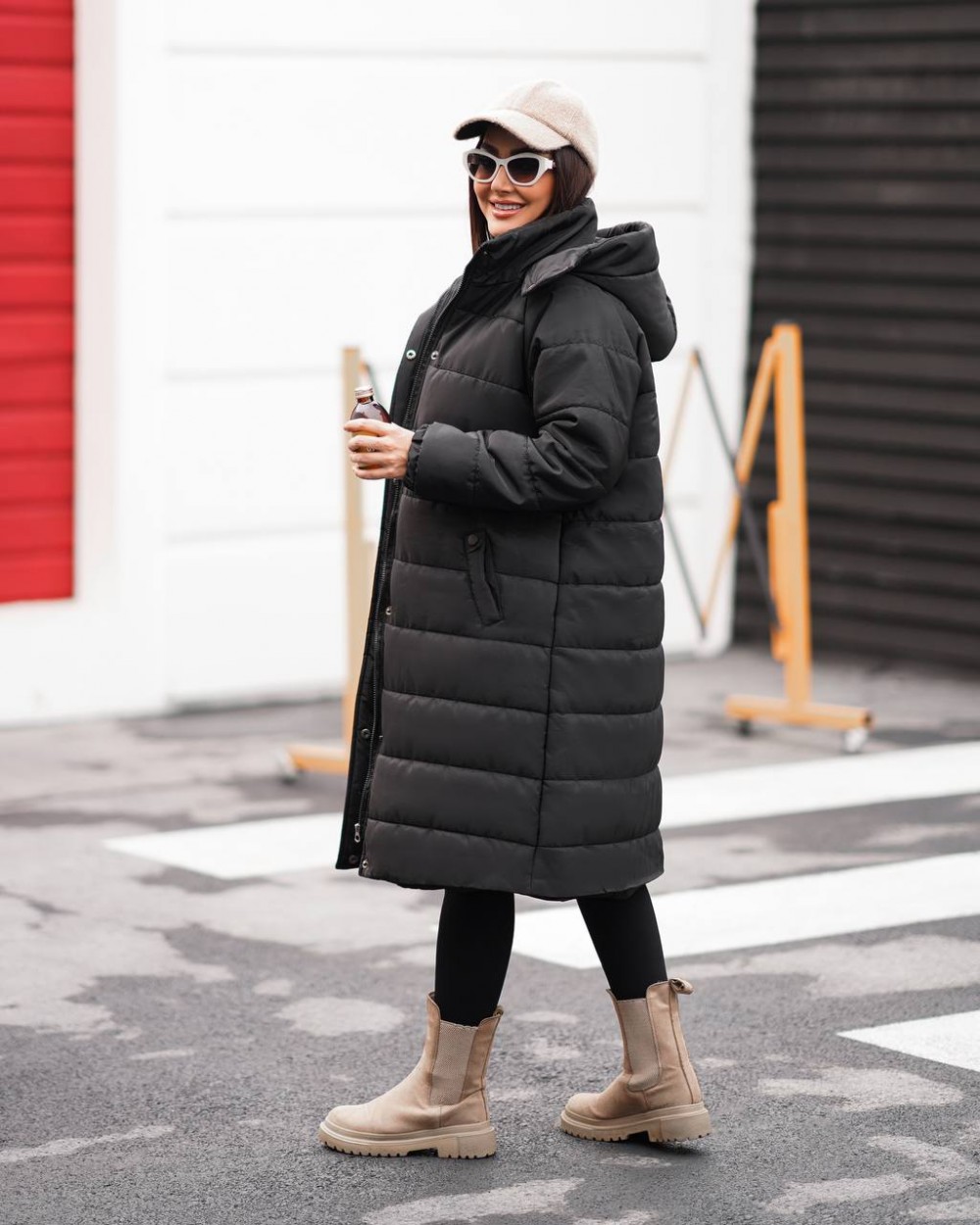 کاپشن کلاهدار بلند امبوردی زنانه مدل آتریسا کد 166 (ضمانت اصالت)