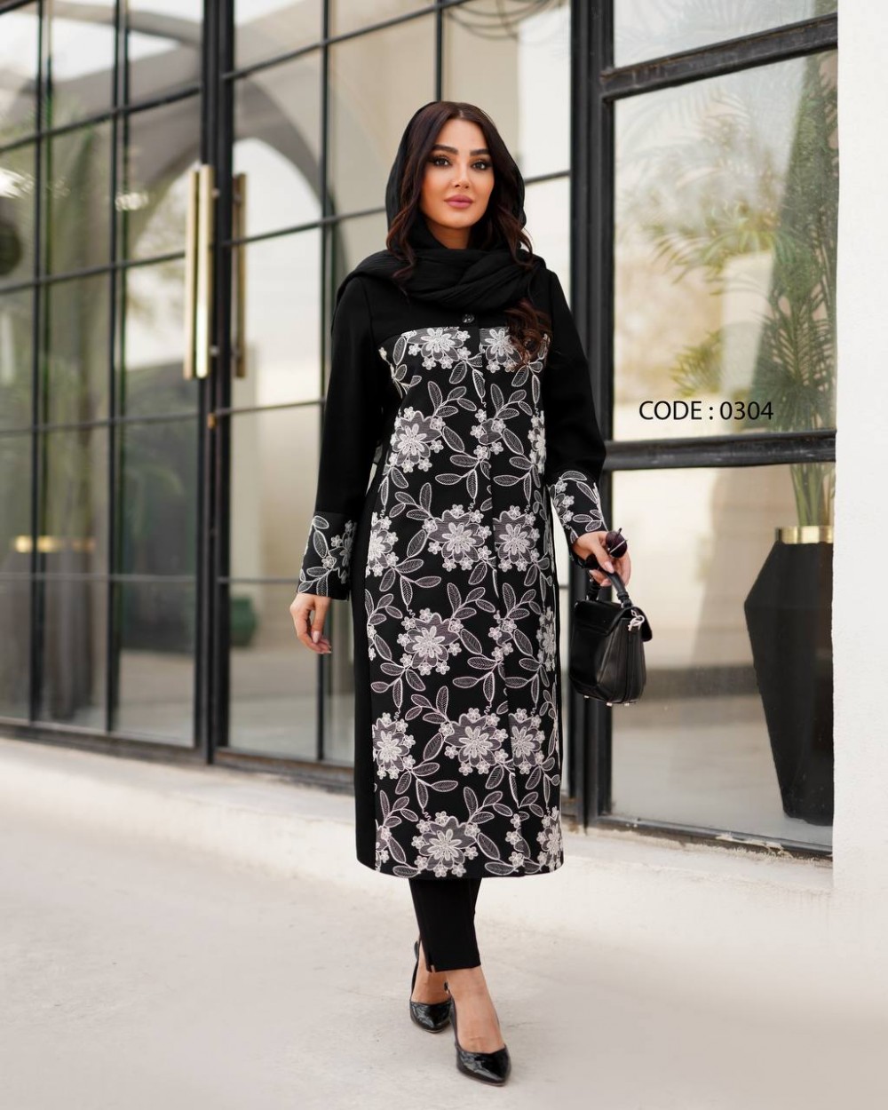 مانتو بلند مجلسی گلدوزی شده زنانه کد 0304 (ضمانت اصالت)