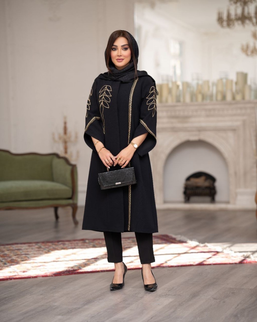 مانتو بلند شیک زنانه مدل رویسا پارچه شانتون  کد1551 (ضمانت اصالت)