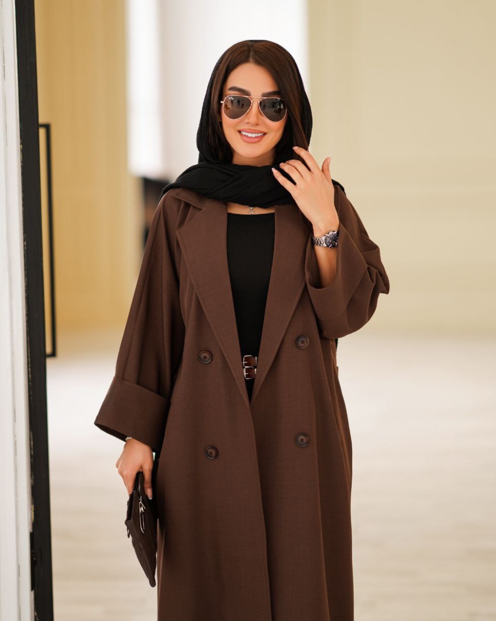 مانتو کرپ زنانه مدل 4 دگمه پشت پاگن کد 910 (ضمانت اصالت)