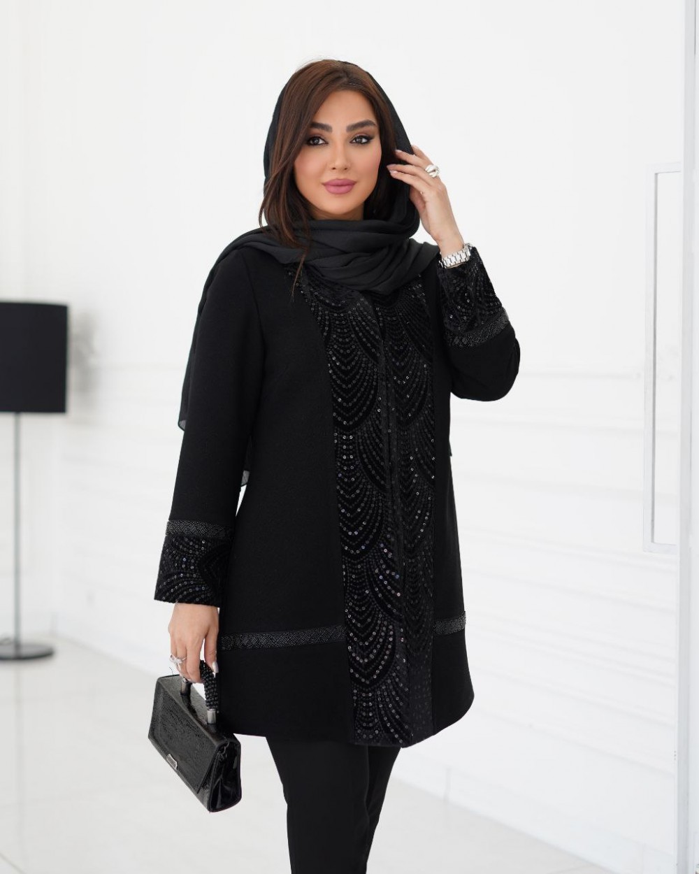 مانتو کرپ لمه با خرجکار هندی زنانه مدل هدا کد 1268 (ضمانت اصالت)