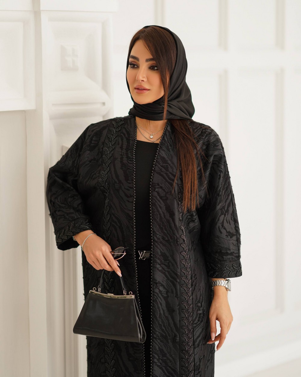 مانتو ژاکارد زنانه مدل مزونی منجوق دوزی کد 305 (ضمانت اصالت)