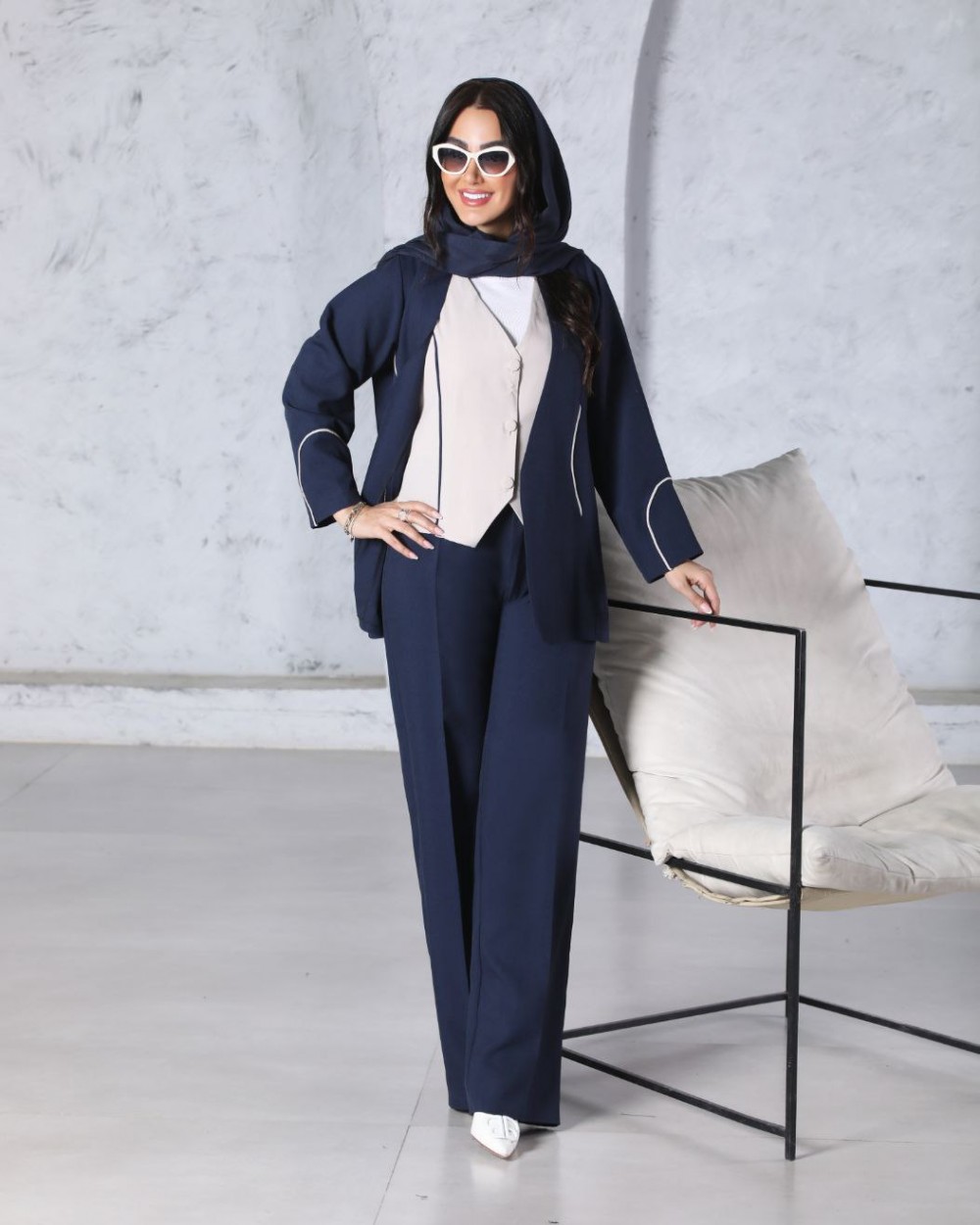 ست کت و جلیقه و شلوار کرپ زنانه مدل موج کد 3163 (ضمانت اصالت)