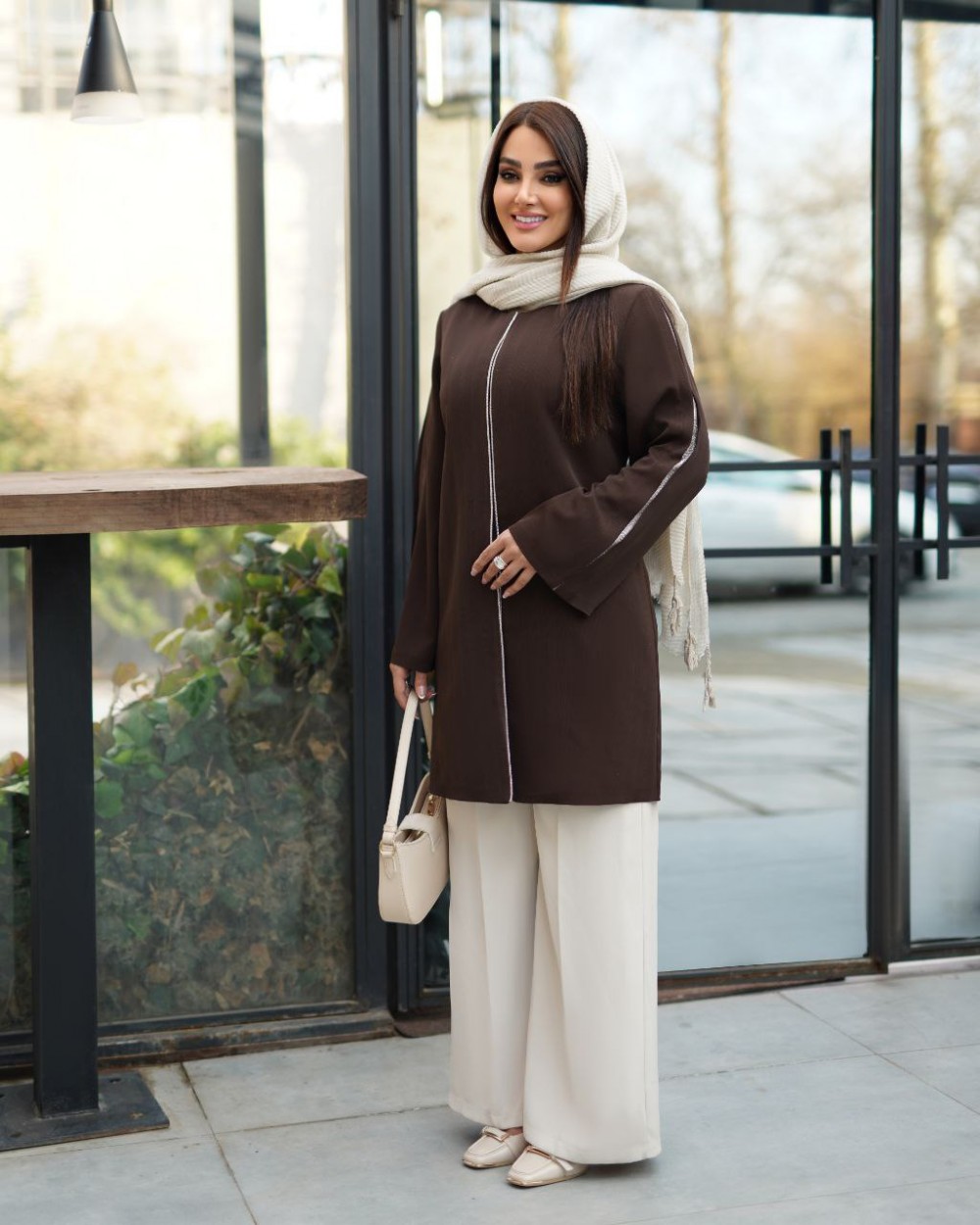 مانتو کرپ میله ای زنانه مدل آستین لمه دار کد 1329 (ضمانت اصالت)