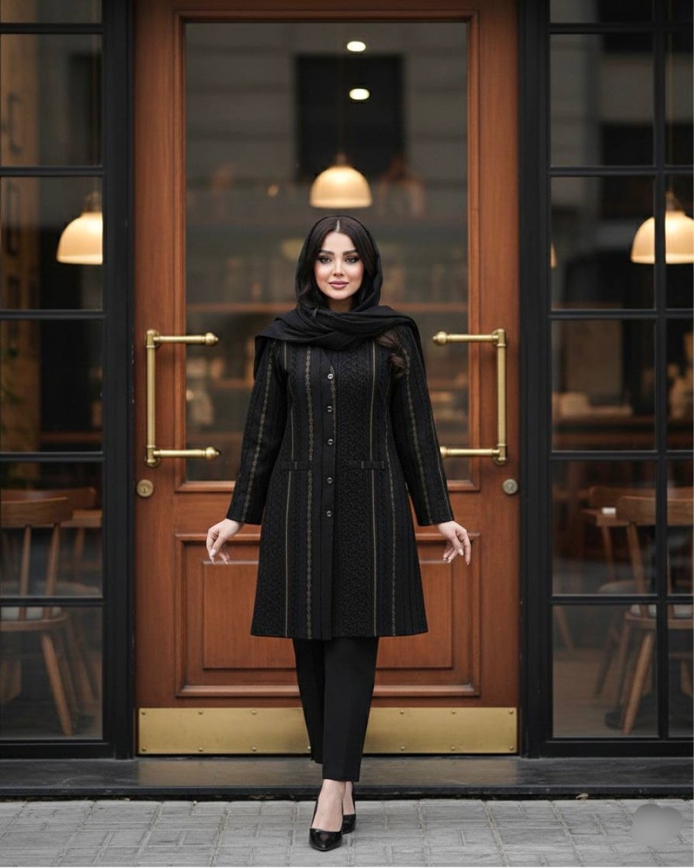 مانتو مشکی مجلسی زنانه مدل لوکس کد 0332 (ضمانت اصالت)