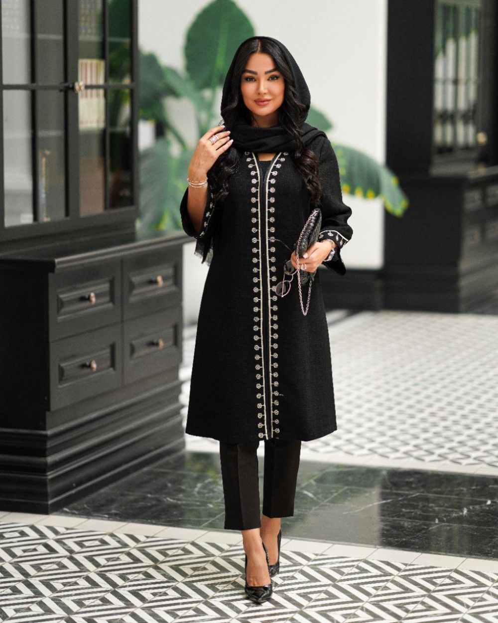 مانتو زنانه شانتون اندونزی گلدوزی طرح لیزر کد 3167 (ضمانت اصالت)