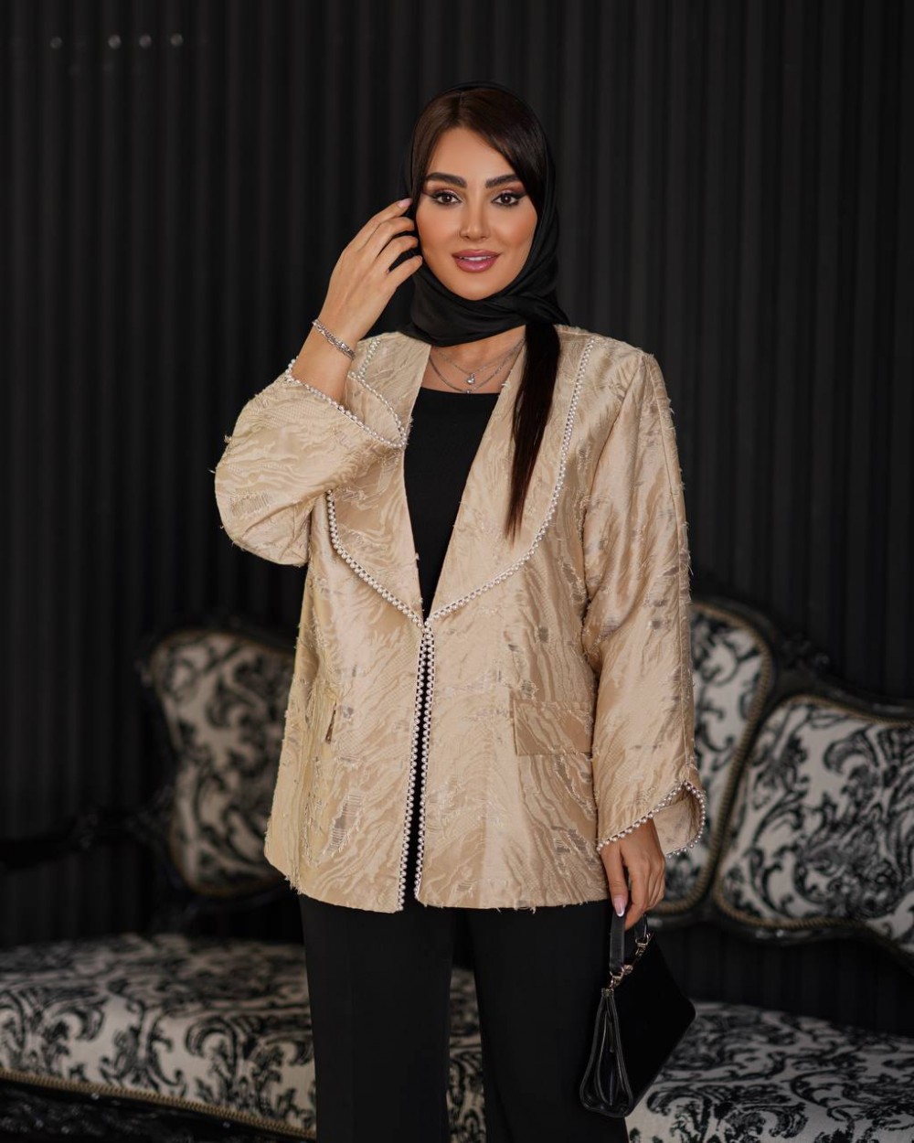 مانتو ژاکارد زنانه مدل مزونی مروارید کد 304 (ضمانت اصالت)