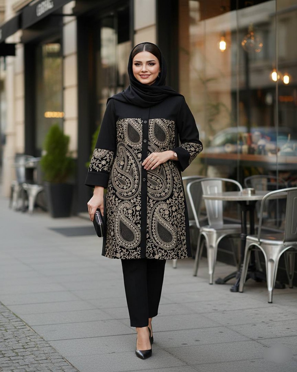 مانتو کتی بلند با خرجکار مخمل گلدوزی زنانه سایز بزرگ کد 0339 (ضمانت اصالت)