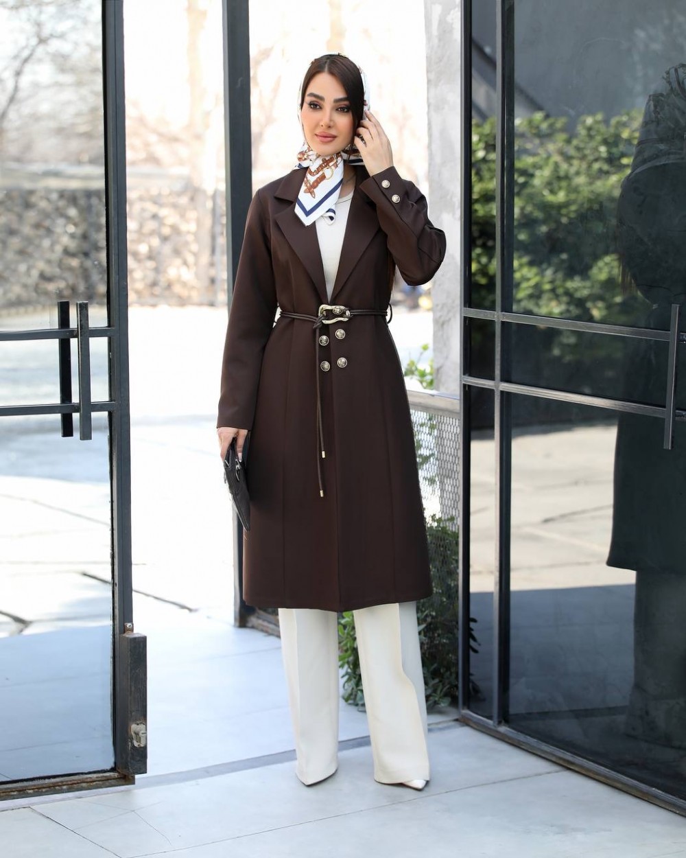 مانتو کتی زنانه بلند یقه انگلیسی مدل هلن  کد 3180 (ضمانت اصالت)