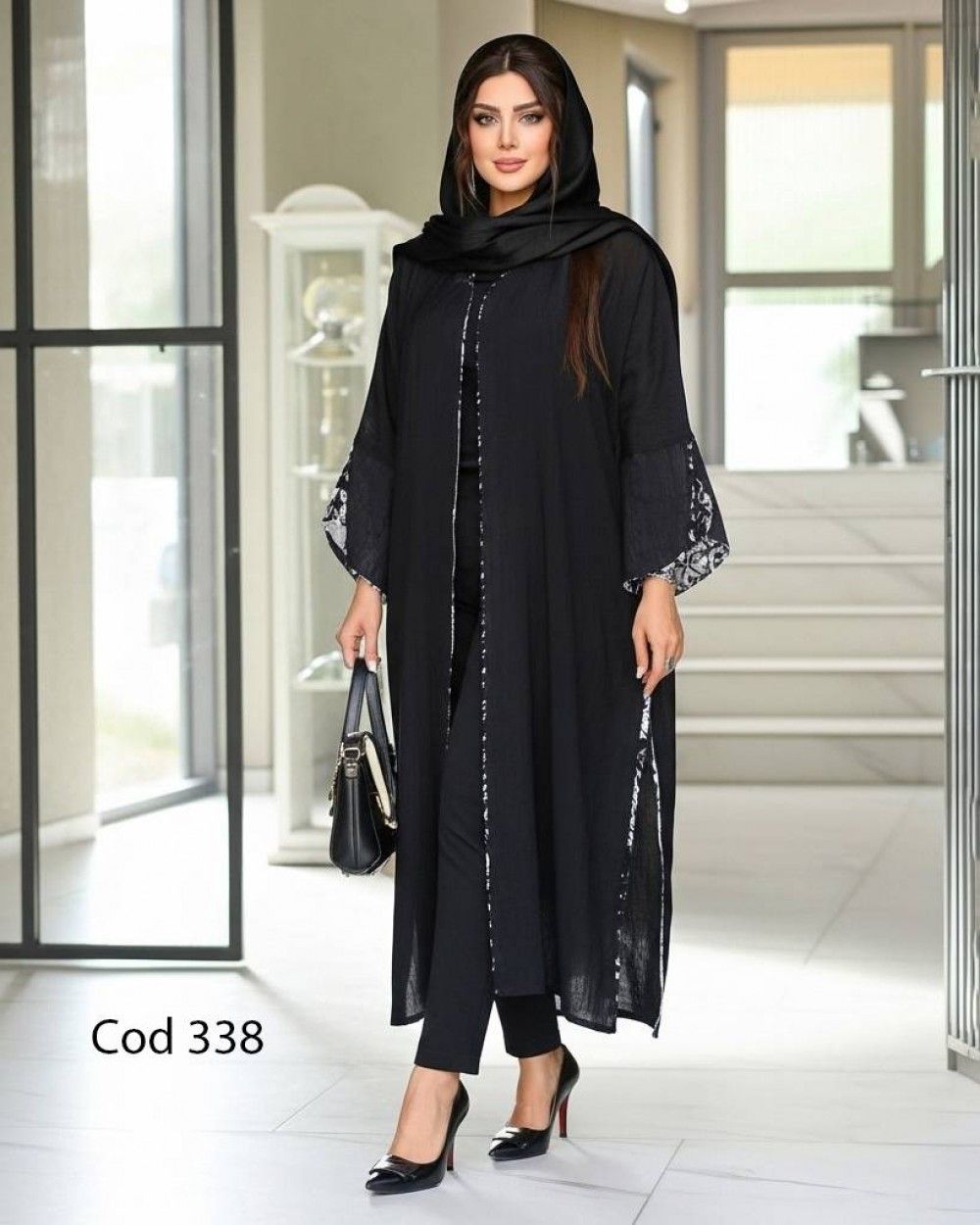 مانتو حریر مشکی زنانه کد 338 (ضمانت اصالت)