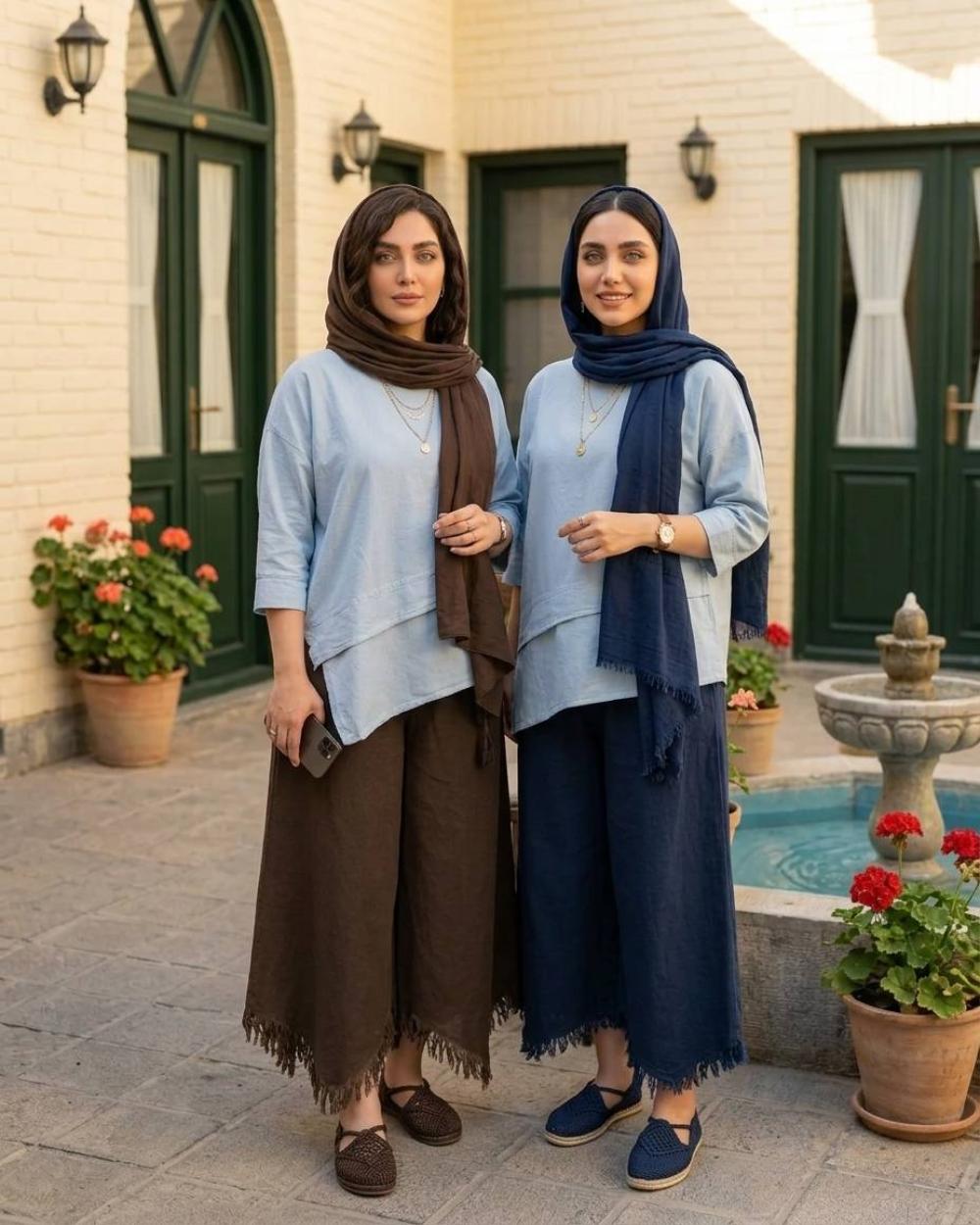 ست دوتیکه شومیز شلوار زنانه کد ۳۲۶۱