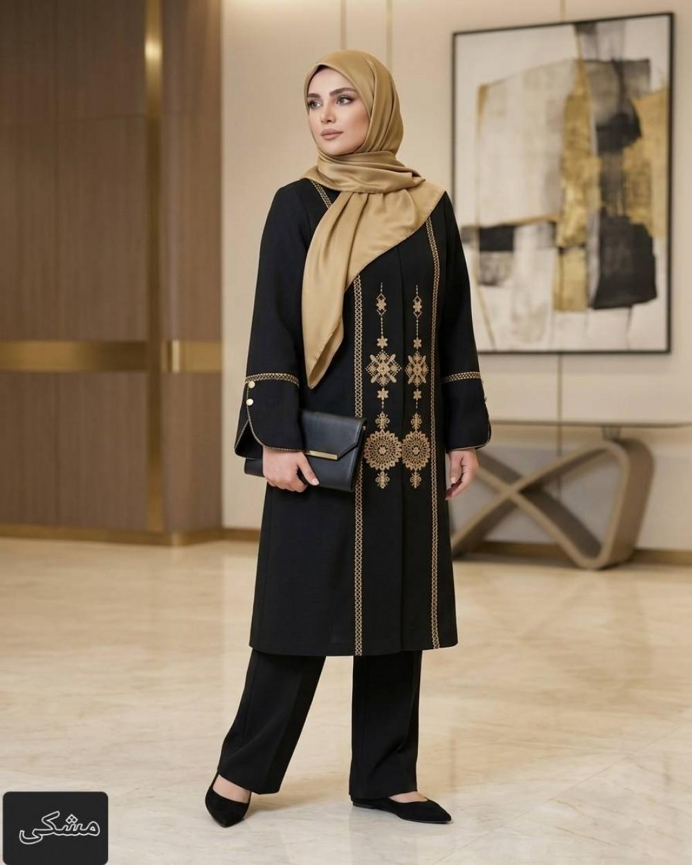 مانتو زنانه گلدوزی مدل آوا کد 2049 (ضمانت اصالت)