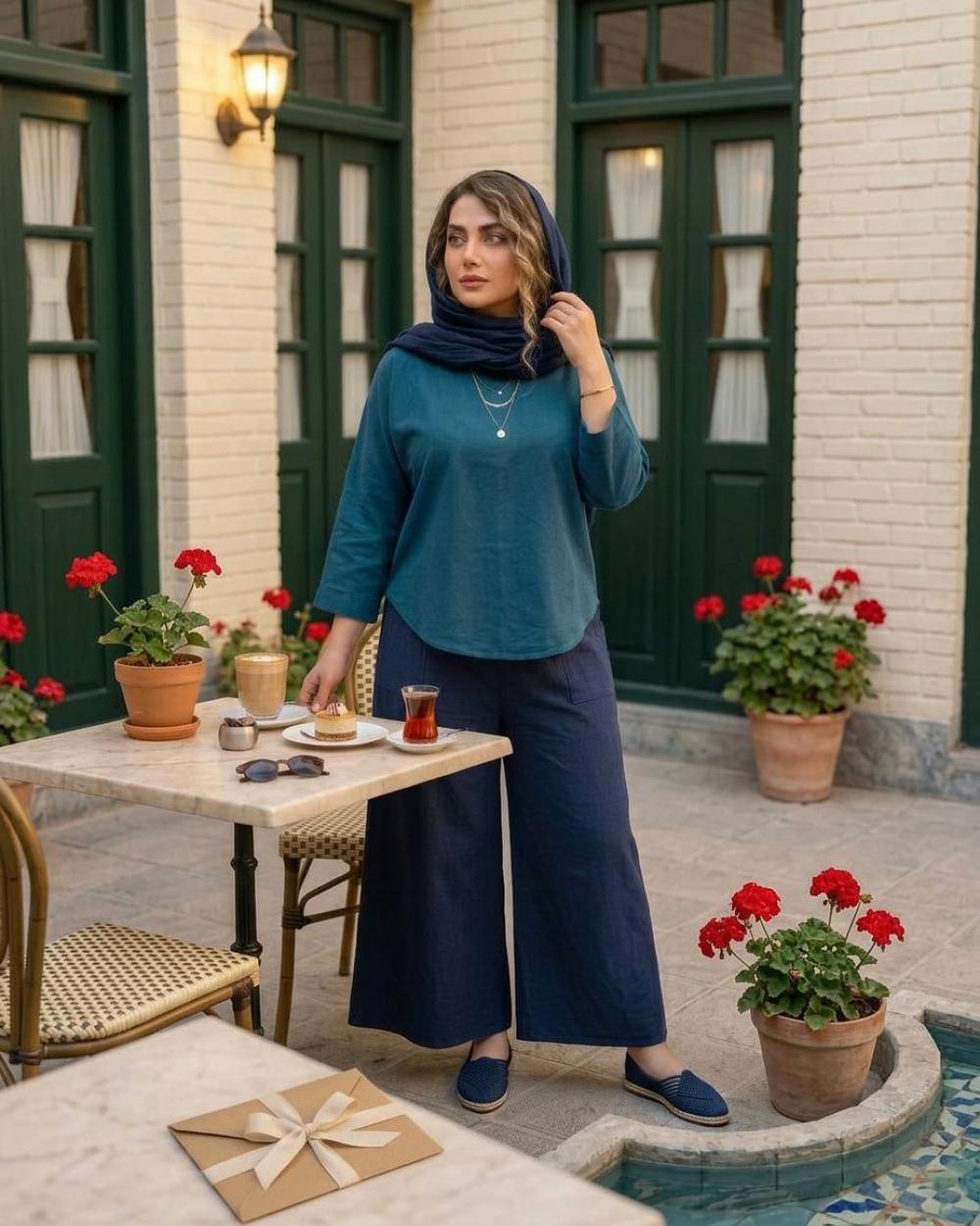 ست شومیز و شلوار زنانه الیاف طبیعی کد 3280