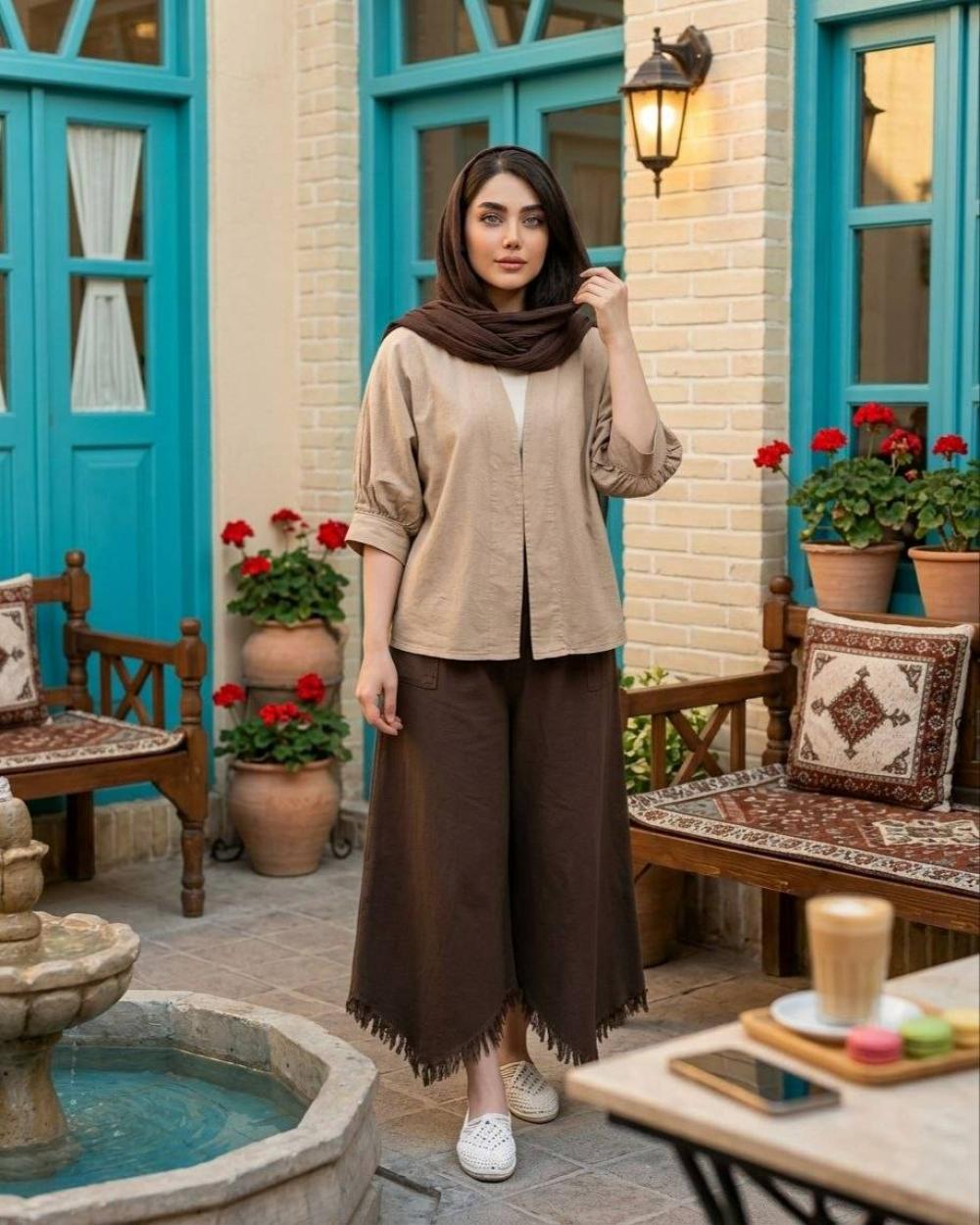 ست کت وشلوار الیاف طبیعی کد 3287