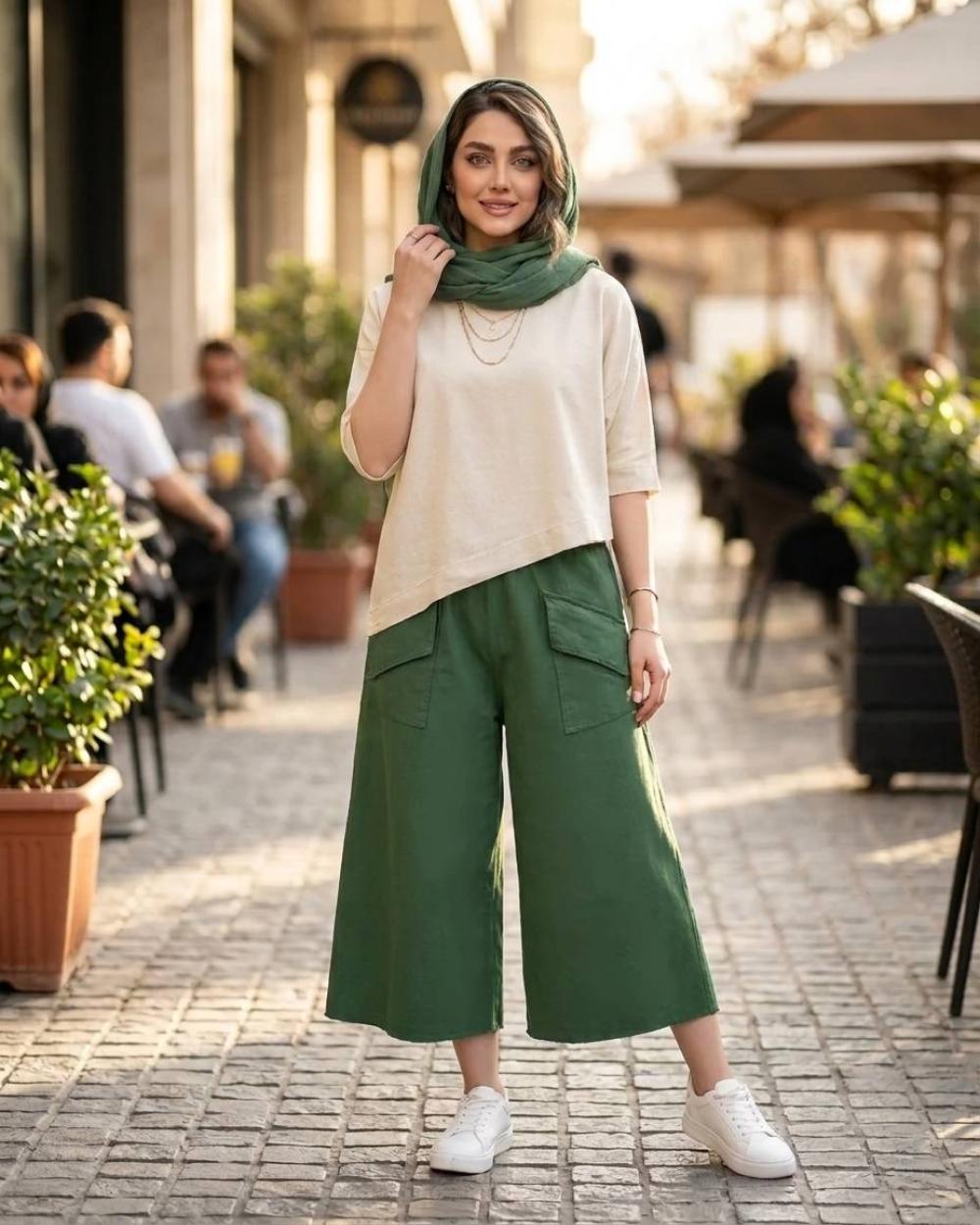 ست شومیز و شلوار زنانه الیاف طبیعی کد 3281